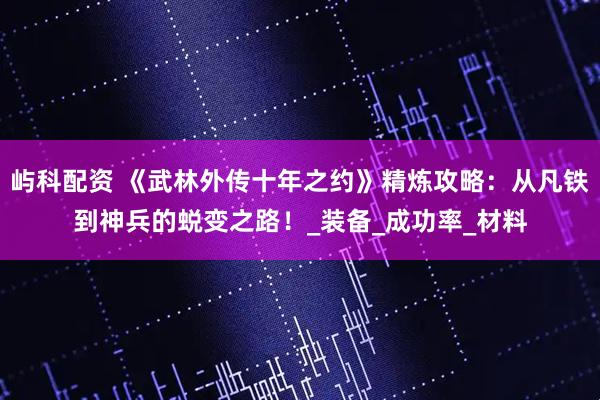屿科配资 《武林外传十年之约》精炼攻略：从凡铁到神兵的蜕变之路！_装备_成功率_材料
